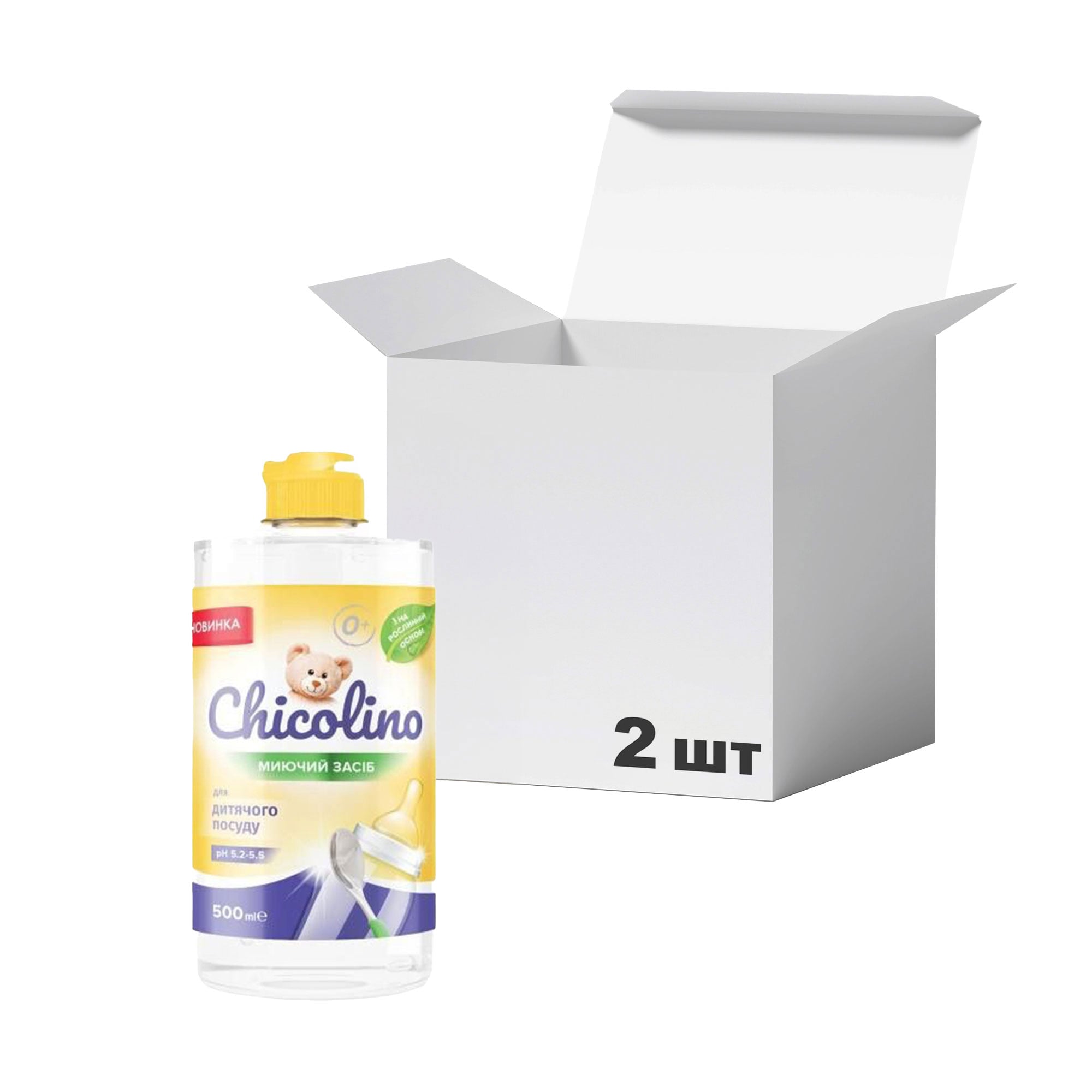 Упаковка засобів для миття дитячого посуду Chicolino pH 5.2-5.5, 500 мл * 2 шт